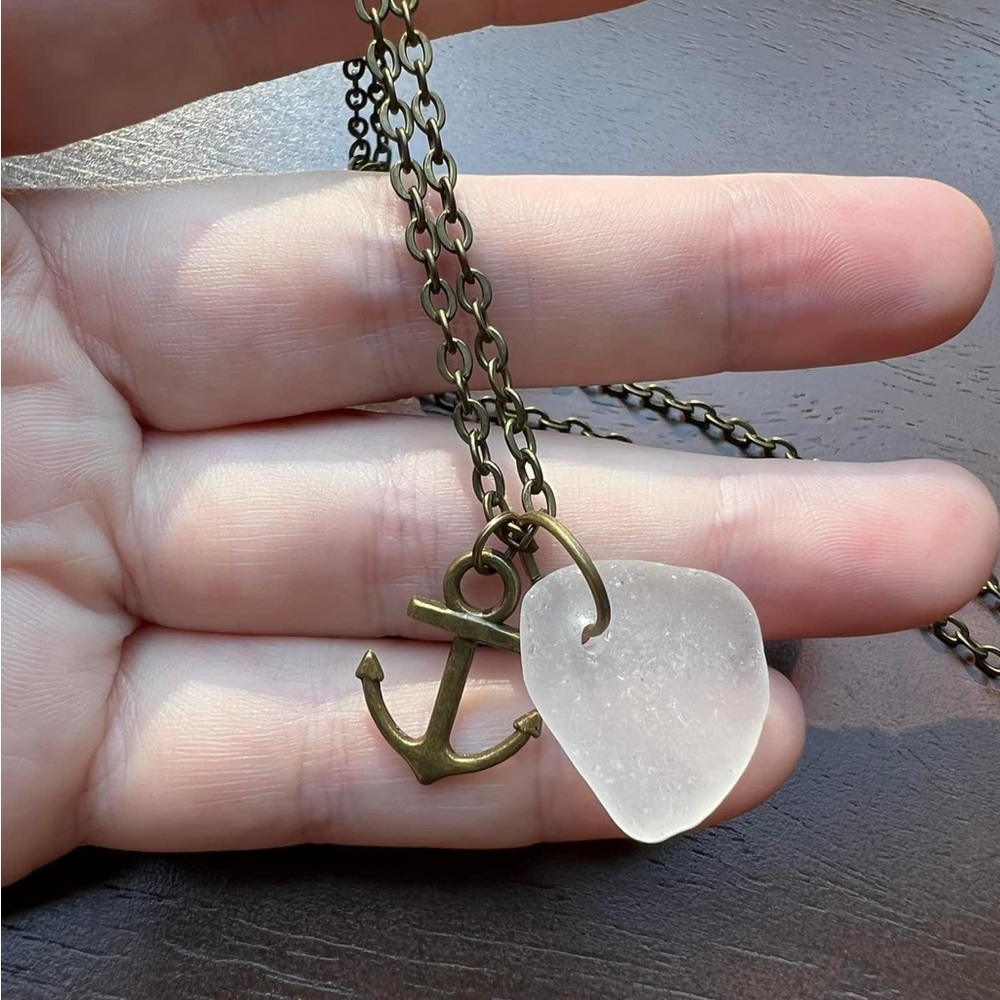 Genuine sea glass found on the shores of RI handmade into one of a kind necklace
